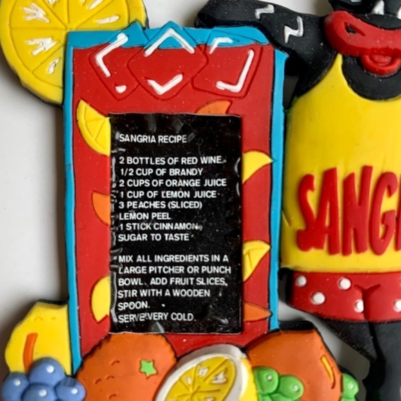 Vintage Red Sangria Cow Recipe Magnet Rubber Colorful Spanish Wine Large Magnet - Picture 2 of 7